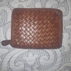 Brown Leather Woven Wallet